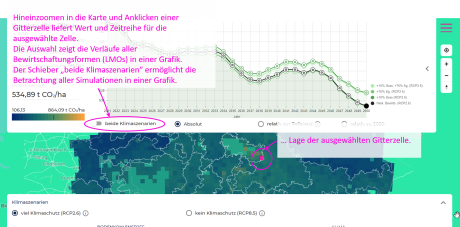 Ansicht einer Zeitreihe für eine angewählte Gitterzelle